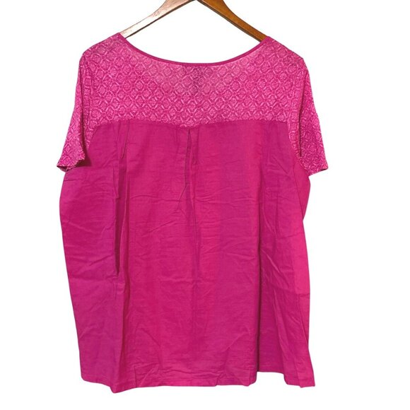 Lauren Ralph Lauren Womens Pink Linen Blend Top Size 2X Short Sleeve Scoop Neck - Picture 3 of 5